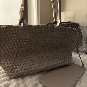 Elegant Urban Expressions Woven Tote Bag - Taupe